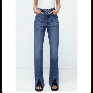 Zara High Rise Slim Flare Full Length Split Jeans women’s size 8